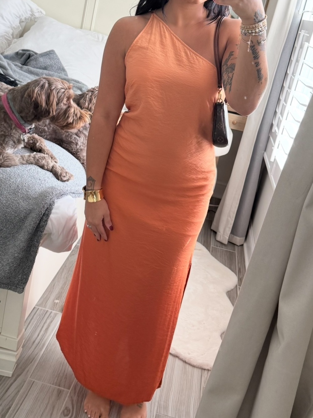 Madewell One-Shoulder Maxi Dress in Orange